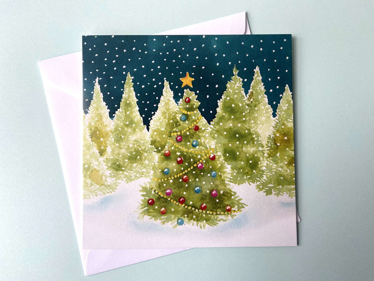 Christmas card with Christmas trees