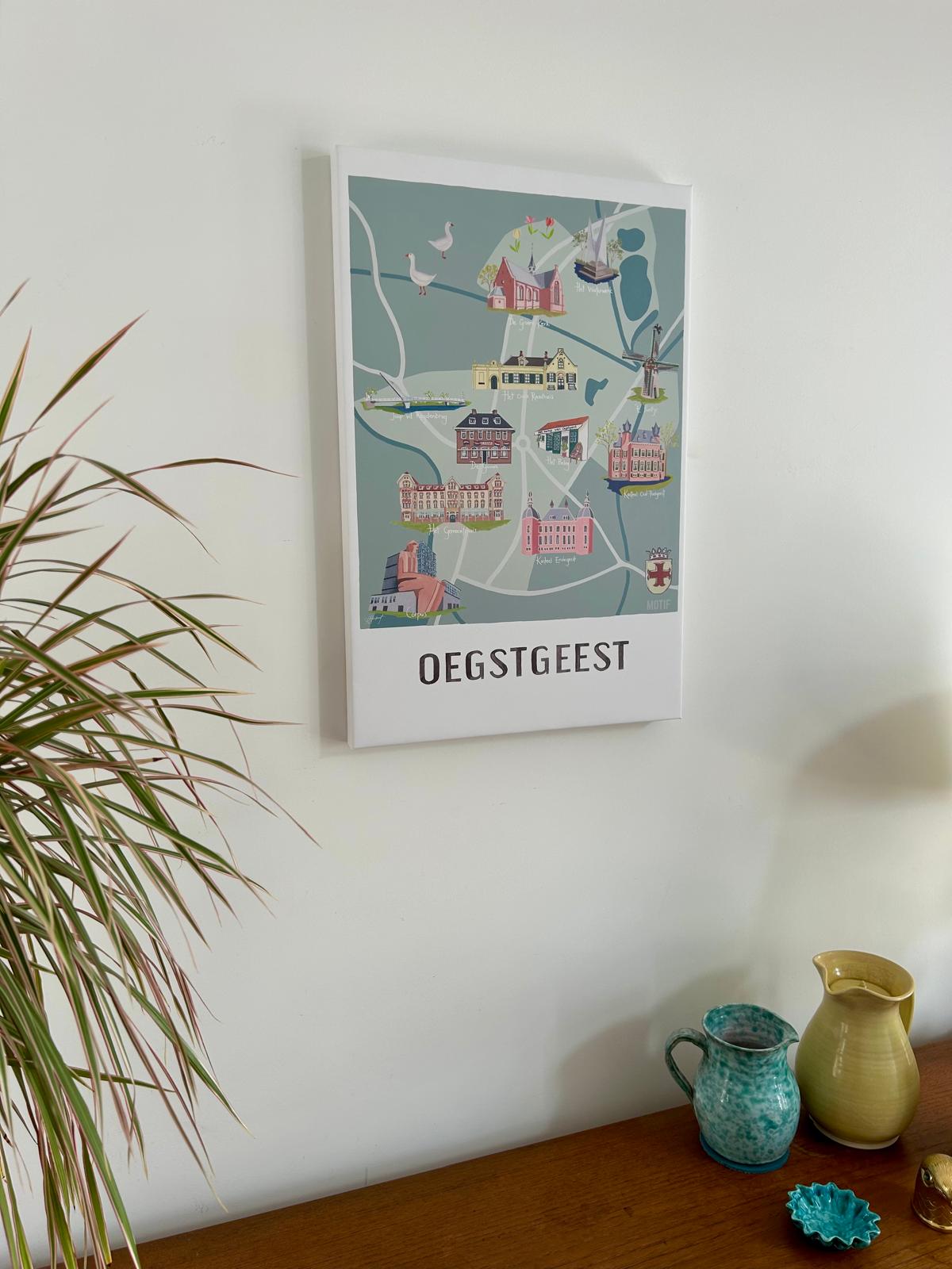 Oegstgeest map on canvas