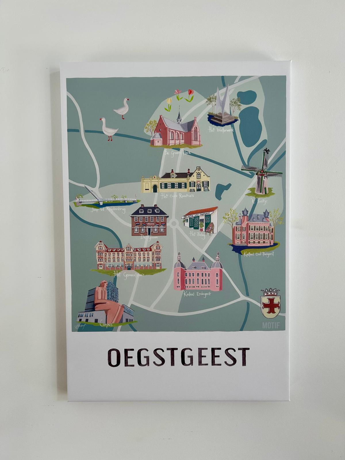 Oegstgeest map on canvas