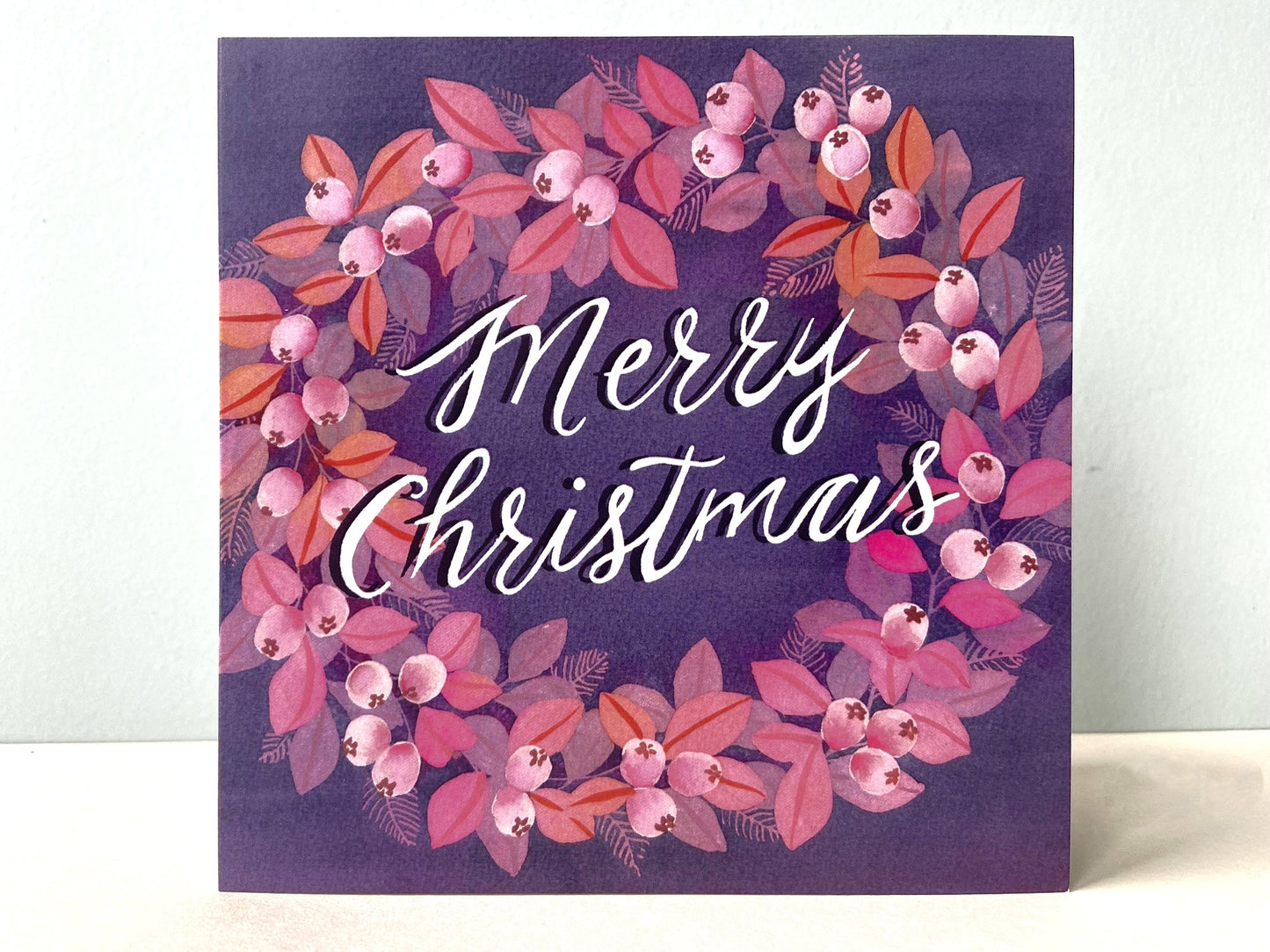 Kerstkaart Merry Christmas krans