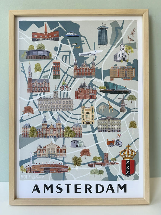 A3/A4 Poster Amsterdam plattegrond