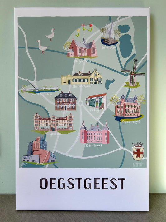 Oegstgeest map on canvas